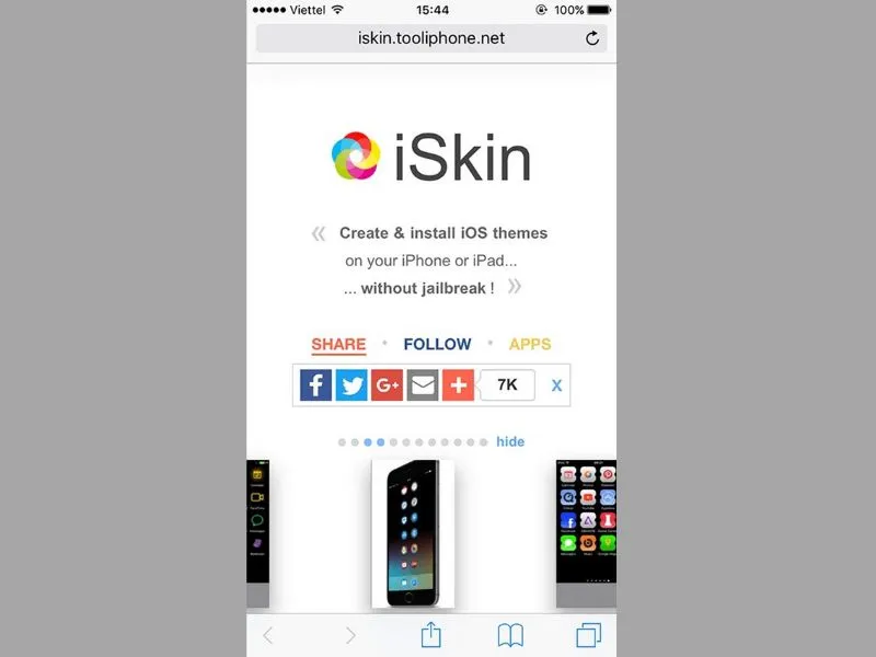 Giao diện chính của tooliphone khi truy cập thành công