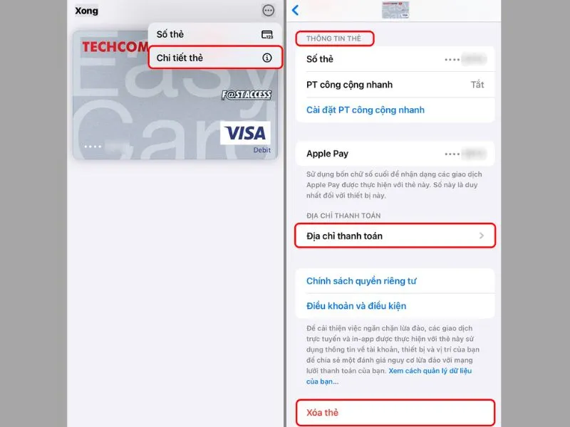 Nhấn mục xóa thẻ