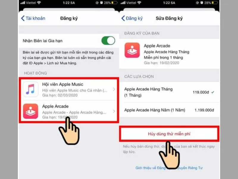 Chọn ứng dụng cần xóa rồi bấm Hủy 