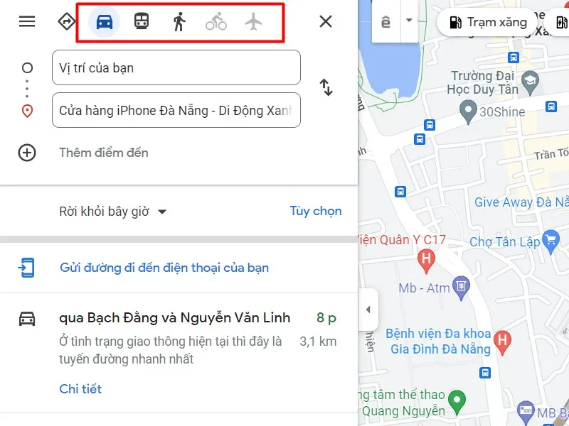 Chọn phương tiện mà bạn muốn di chuyển tối ưu nhất