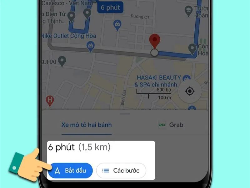 Nhấn bắt đầu để gg map Tiếng Việt
