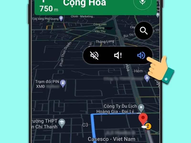 Nhấn vào âm thanh để google map chỉ đường bằng giọng nói