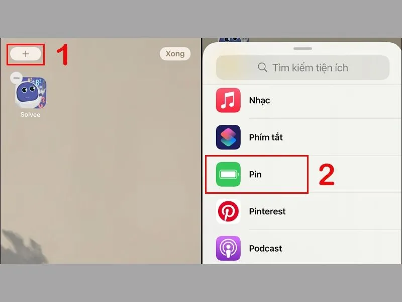 Tìm danh mục pin