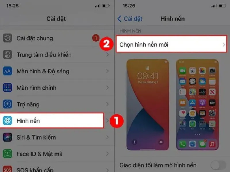 Chọn hình nền iPhone 14 mới như hình ảnh