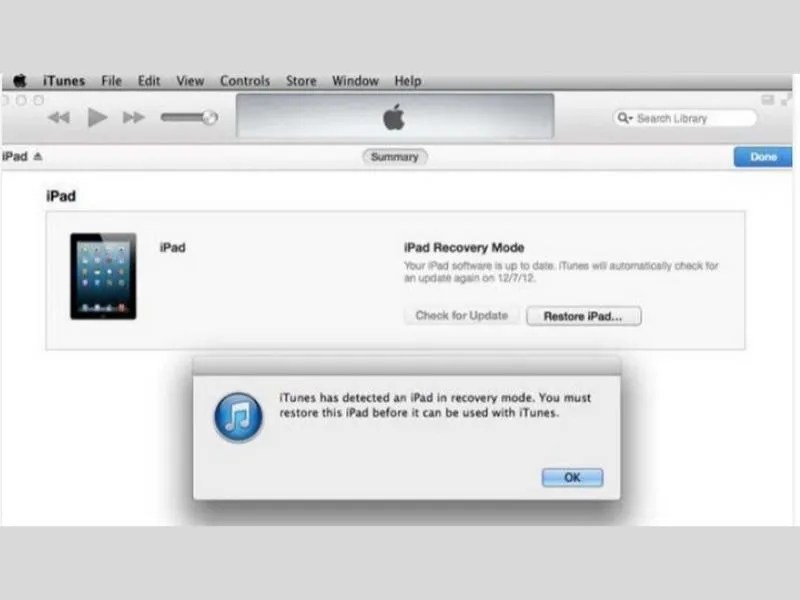 Chuyển đổi chế độ để mở iPad bị vô hiệu hóa 