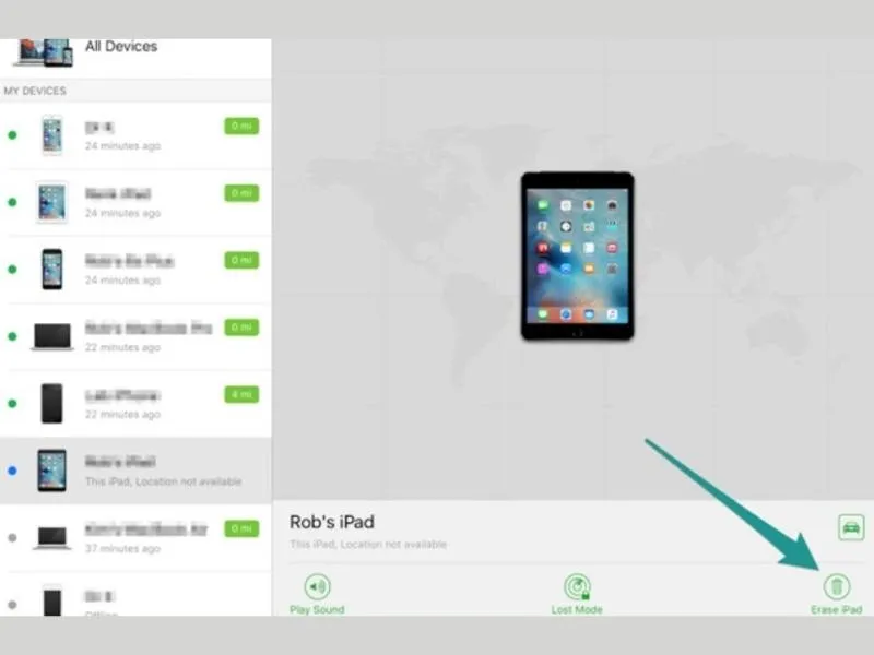 Chọn Erase iPad để khôi phục iPad bị vô hiệu hóa kết nối iTunes