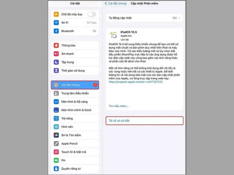 Cập nhật hệ điều hành iOS trên iPad