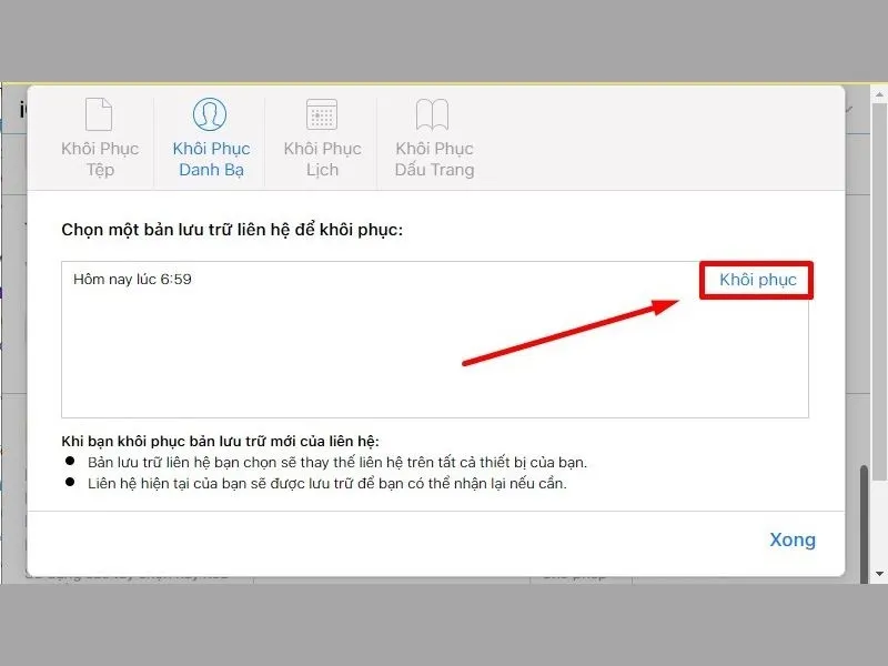Chọn thời gian khôi phục hợp lý để lấy lại dữ liệu