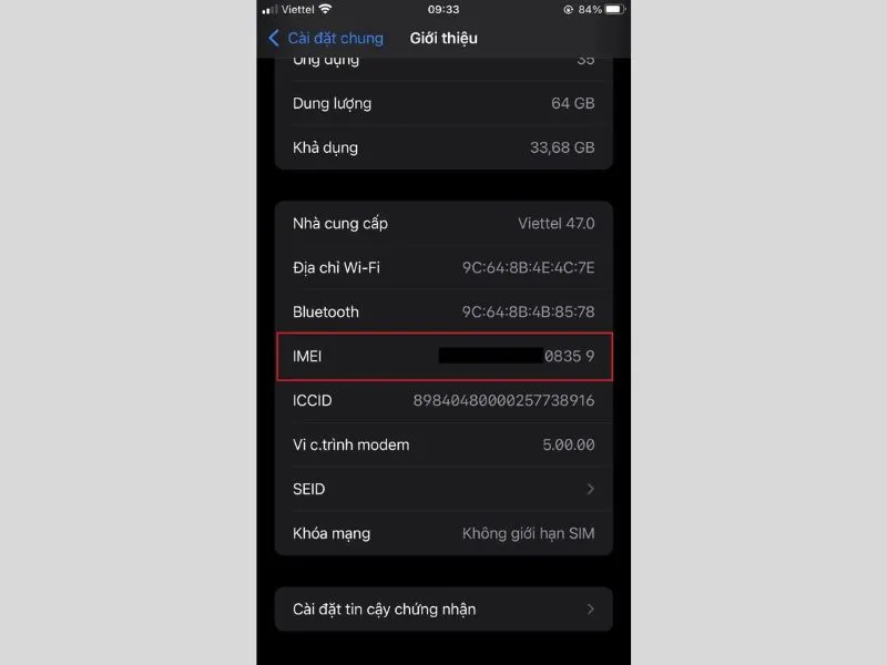 Xem số IMEI