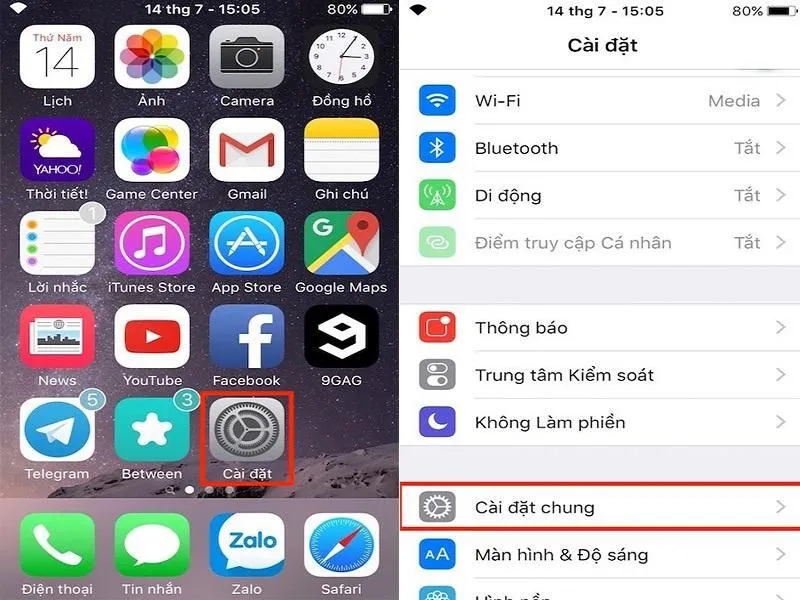 Vào Cài đặt chung để thêm icon vào bàn phím iPhone