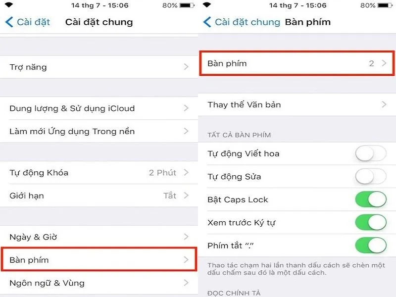 Thao tác để thiết lập icon trên bàn phím iPhone