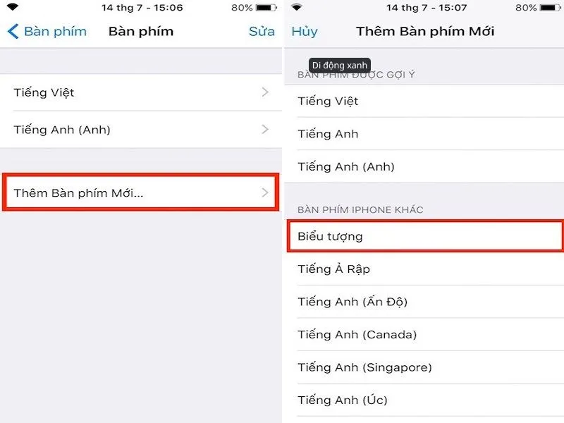 Thêm Icon bàn phím trên iPhone với hình ảnh minh họa