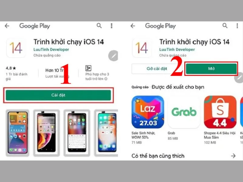 Chọn ứng dụng home là Ios launcher 