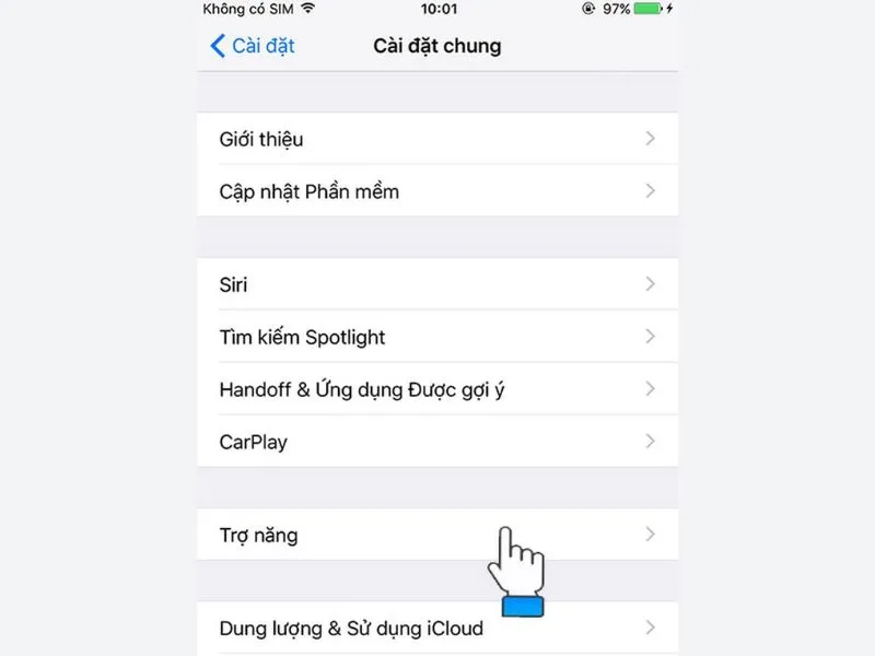 Chọn vào mục “Trợ năng”