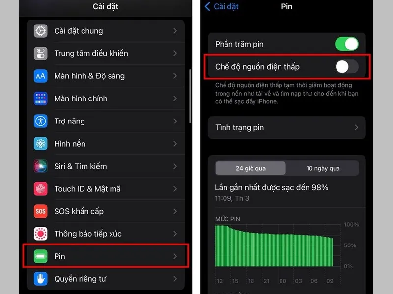 Tắt chế độ tiết kiệm pin khi iPhone bắt wifi kém