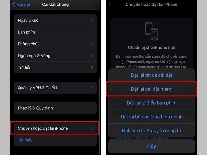 iPhone bắt wifi kém - Đặt lại cài đặt mạng