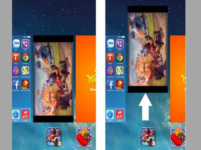 Vuốt lên và xóa các ứng dụng không cần thiết
