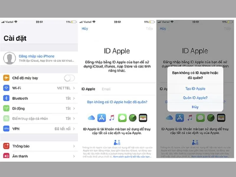 Cài đặt hoặc đăng nhập iPhone dùng chung iCloud