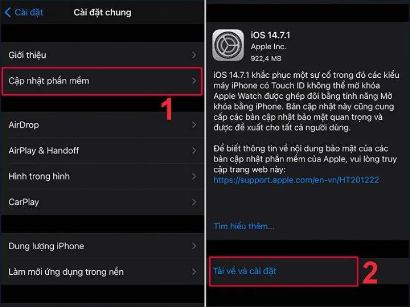 Bật tính năng tải về để bắt đầu cài đặt