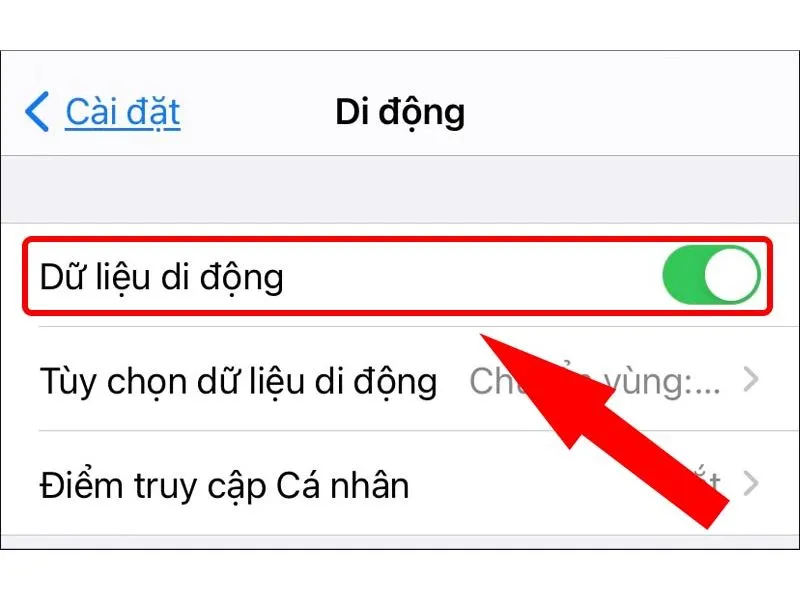 Gạt nút sang bên phải