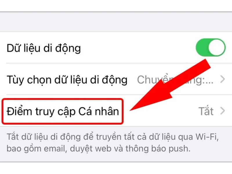 Chọn Điểm truy cập cá nhân