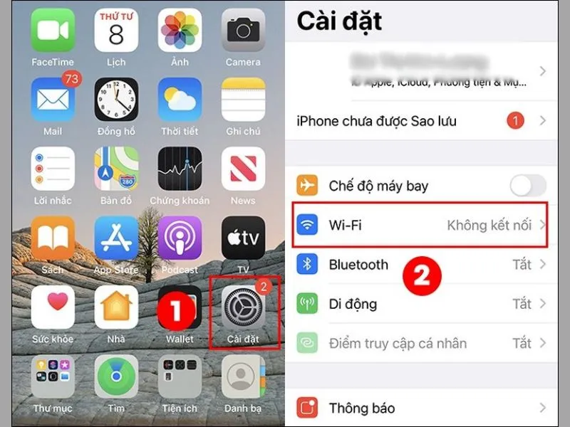 Khởi động hoặc tắt kết nối wifi