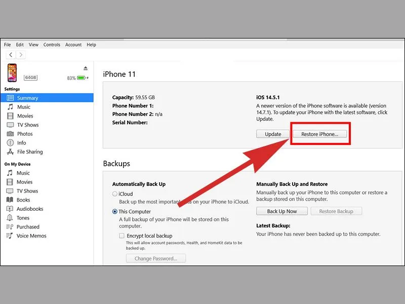 Reset và Update phiên bản iOS để sửa iPhone không lên màn hình