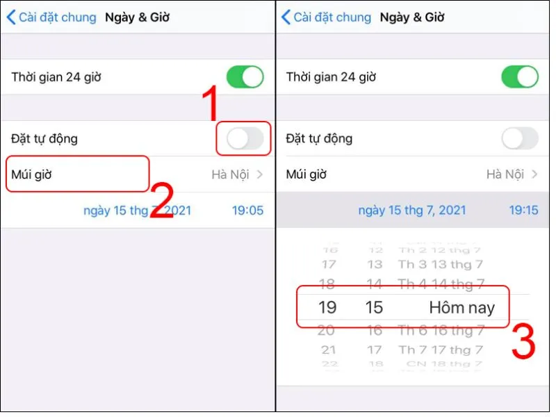 Cài đặt thời gian sao cho đúng thực tế
