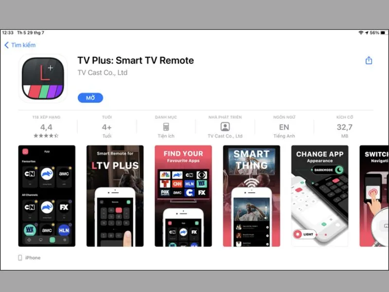 Tải và cài đặt ứng dụng Kết nối iPhone với tivi LG TV Plus