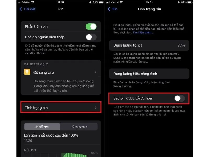 Tắt tính năng tối ưu hóa khi sạc pin - Khắc phục iPhone chỉ sạc pin đến 80%