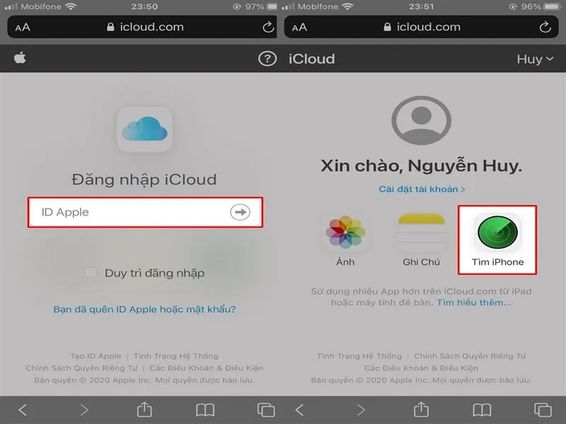 Khóa iphone bị mất Apple ID