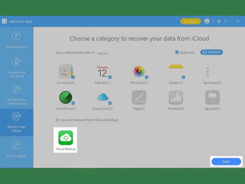 Khôi phục dữ liệu iPhone chưa sao lưu bằng iCloud Backup
