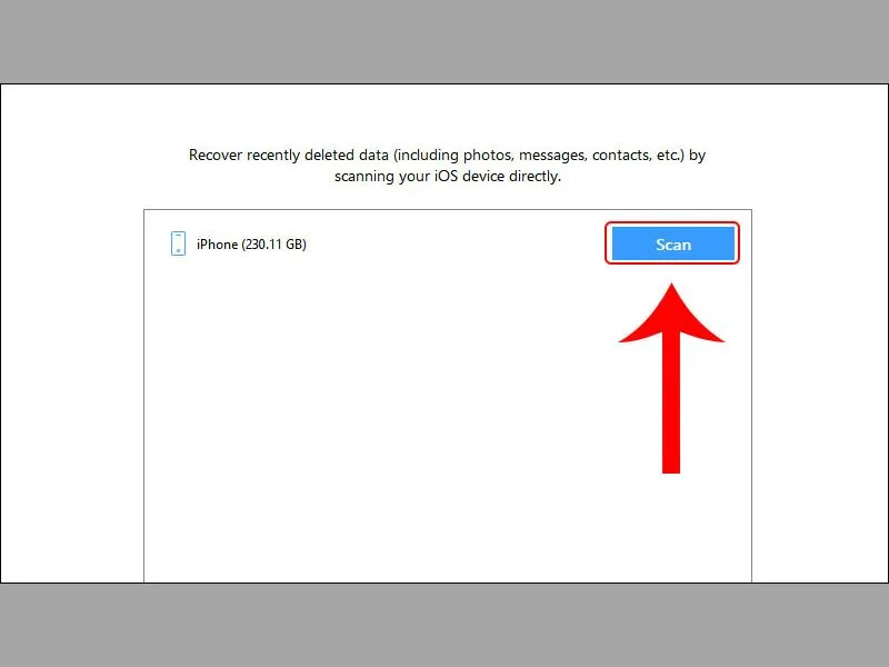 Nhấn chọn Scan để quét dữ liệu
