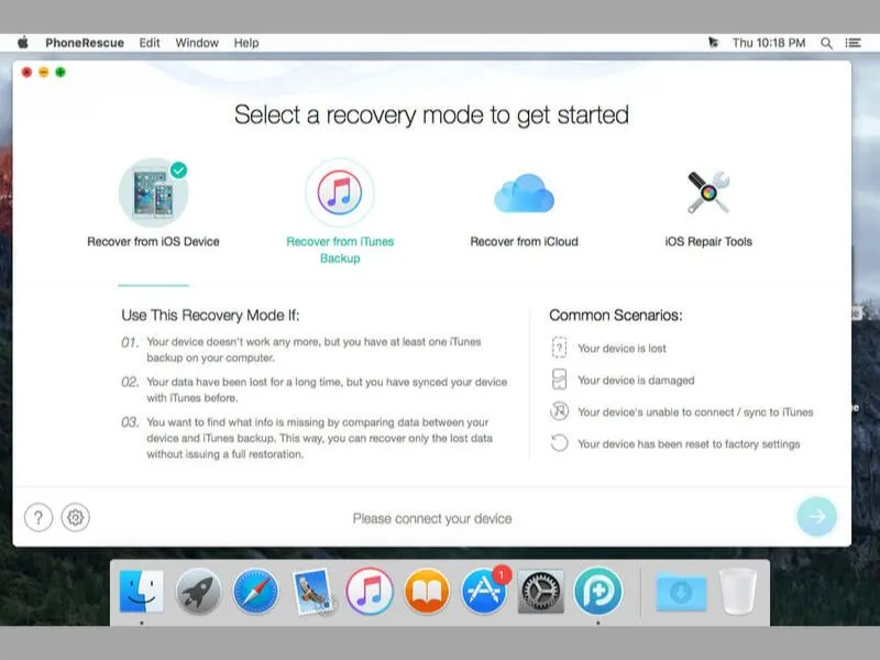 Chọn Recover from iOS Device