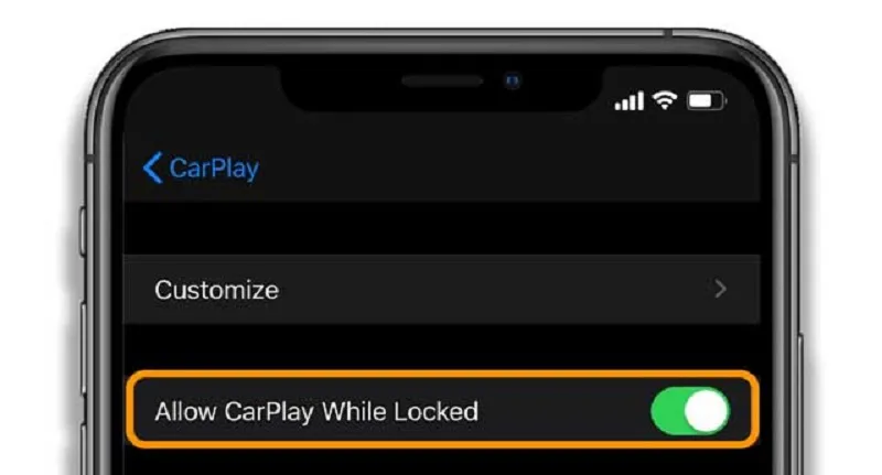 Mở công tắc Allow Carplay While You Locked