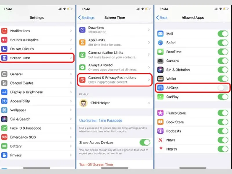 Tắt hạn chế Aridrop trên iPhone