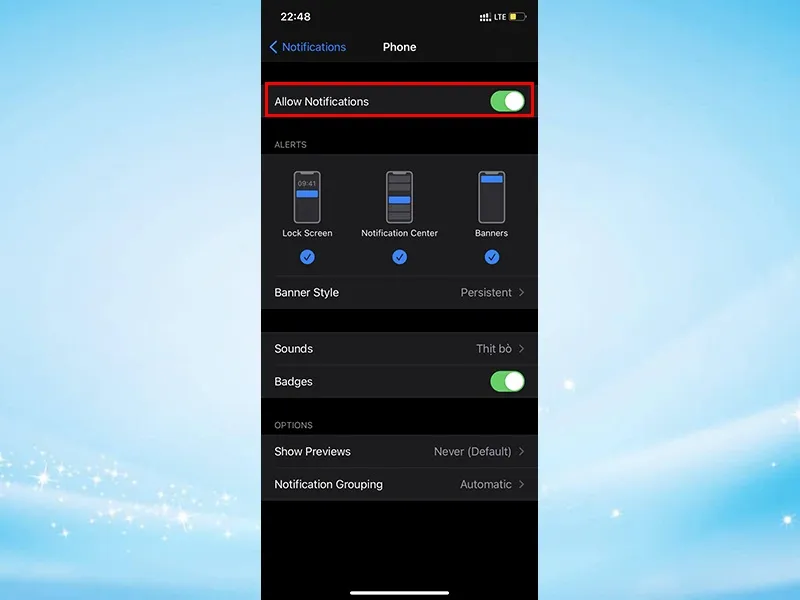 Kích hoạt vào ô cho phép iPhone thông báo khi có yêu cầu