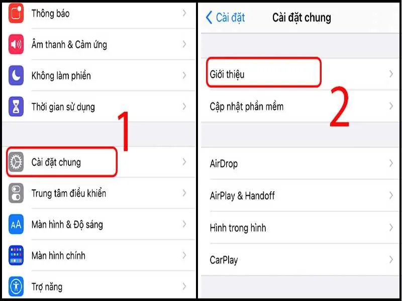 Vào phần “Cài đặt chung” để kiểm tra bản lock hay bản quốc tế