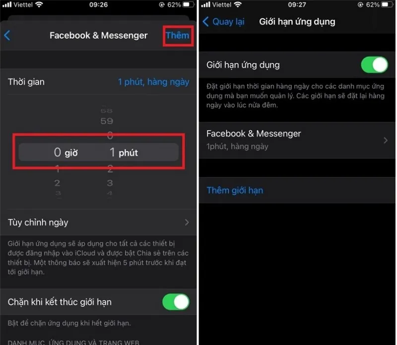 Chọn lượng thời gian muốn khóa mỗi ngày