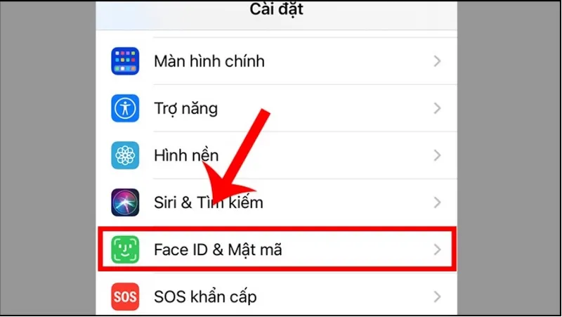 Chọn Face ID và mật mã