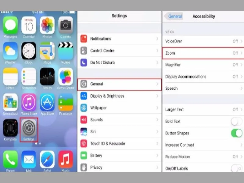 Chỉnh lại màn hình iPhone khi bị phóng to bằng thu phóng