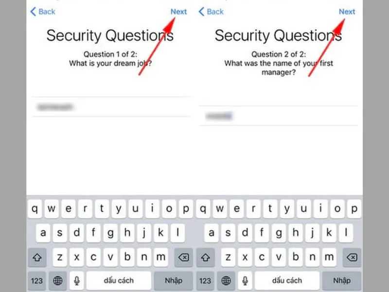 Hoàn thành các câu hỏi để Mở khóa iPhone dính iCloud