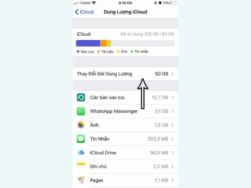 Nhấn chọn vào Mua dung lượng iCloud vĩnh viễn cho iPhone