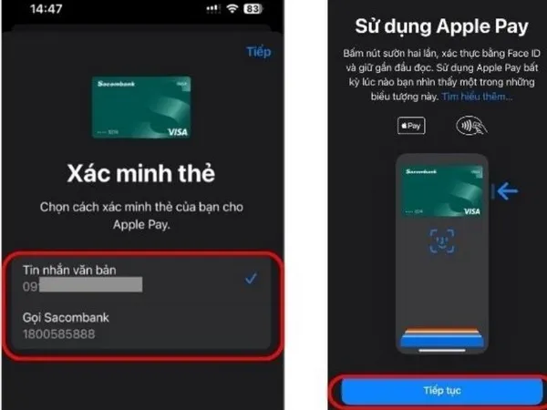 xac nhan the cho apple pay qua ipad