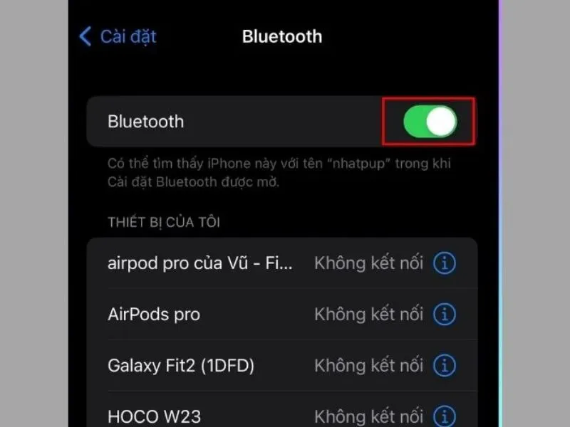 Đảm bảo tính năng Bluetooth luôn được bật trong quá trình kết nối 