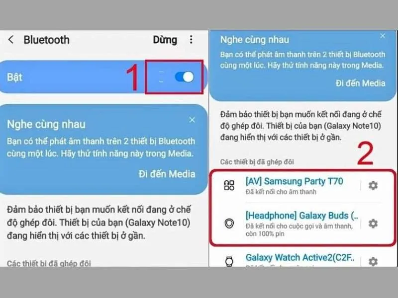 Luôn đảm bảo Bluetooth được mở để tiến hành kết nối đa loa