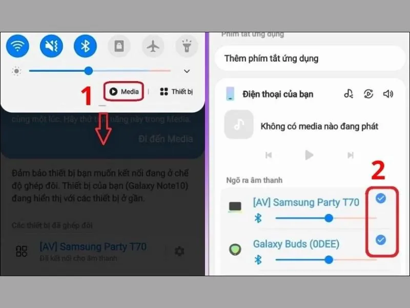 Đánh dấu tick vào hai loa bạn muốn kết nối với điện thoại