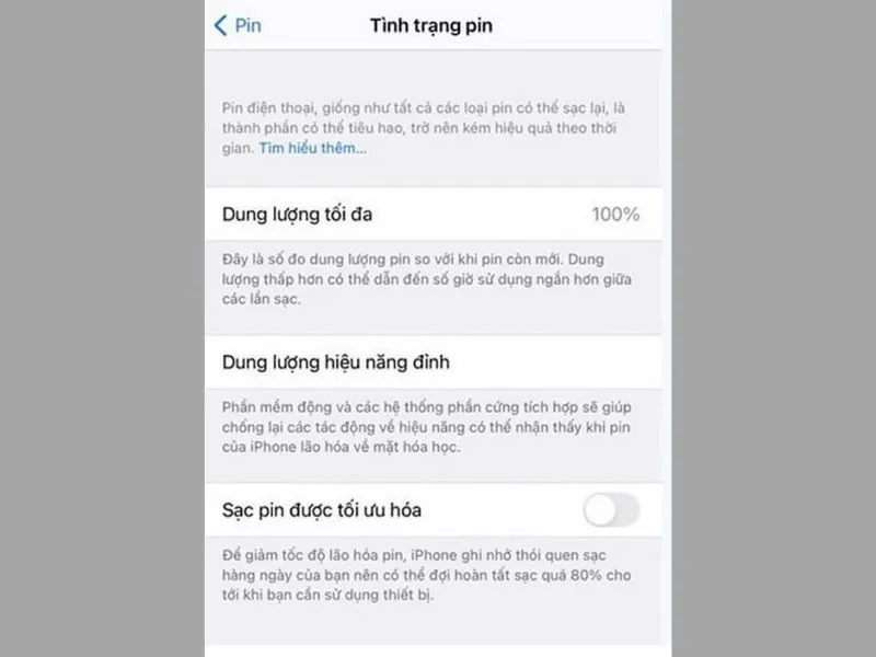 Tình trạng pin bảo trì có sao không​​​​​​​