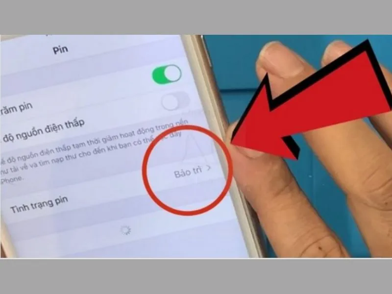Pin xuống cấp pin iPhone báo bảo trì