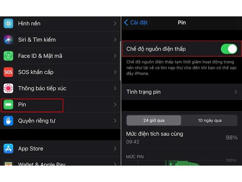 Cách đặt pin ở chế độ nguồn áp thấp